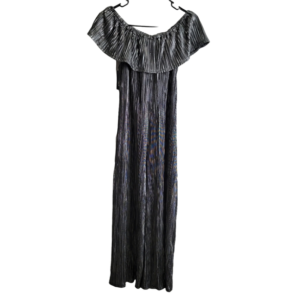 NWT Target Art Class Jumpsuit Cold Shoulder Wide Leg Black Silver Sz 14/16 - Picture 3 of 7